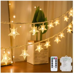 Star String Lights Battery Operated Waterproof 40 LED 20 FT Star Fairy String Lights with Remote Control